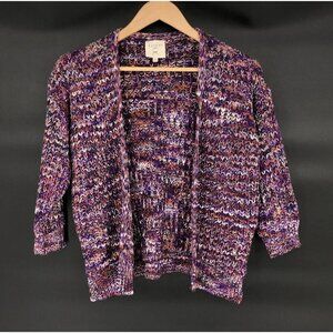 Hayden Girls Multicolor Open Front Knit Cardigan Sweater Girls M Purple Church